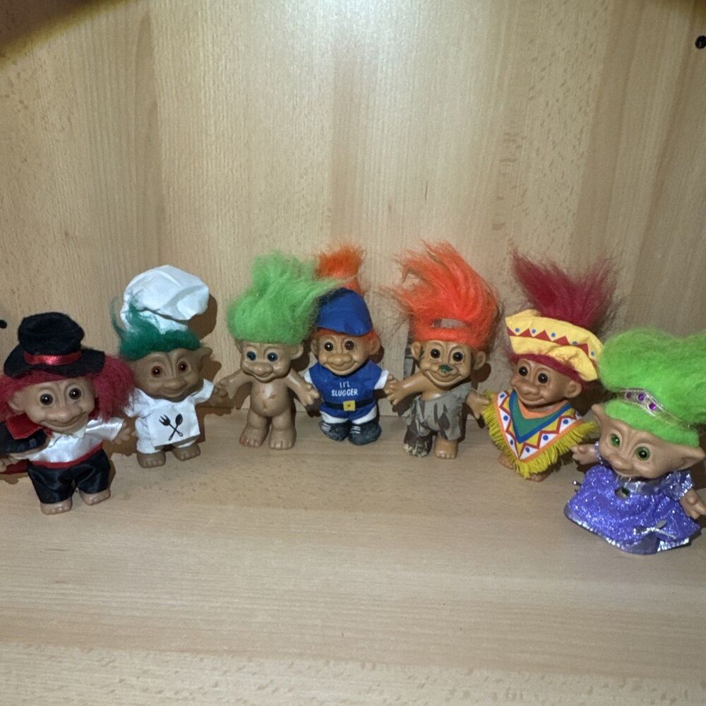 Lot of Vintage Troll Dolls 7 Chef Princess Vampire